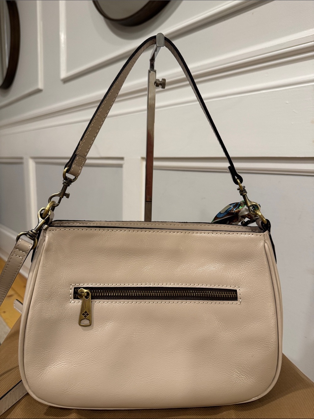 Patricia Nash Bag Betta Cream Leather Shoulder Bag Crossbody Satchel - Picture 9 of 17